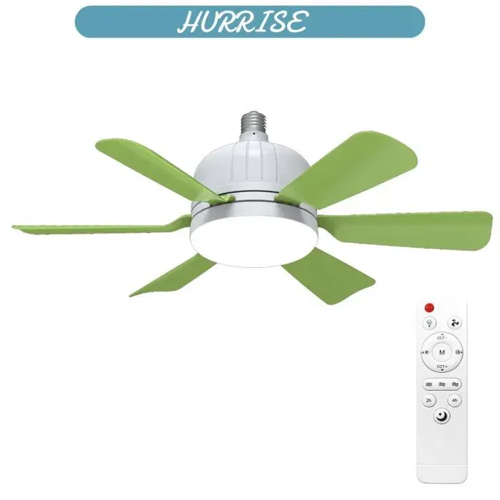 Sonew Lampe de ventilateur de plafond moderne Ventilateur à pales de ventilateur amovible silencieux Lumière quincaillerie Vert