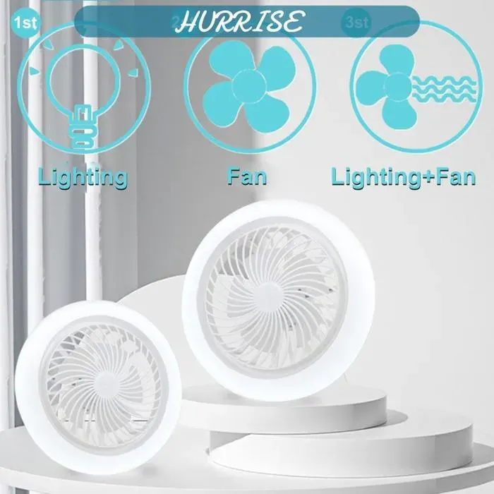 Sonew Lumière de ventilateur à LED Petit ventilateur E27 Ventilateur de plafond deco plafonnier 3 Lumière blanche blanche