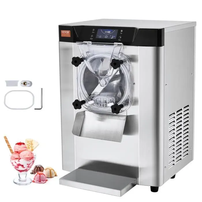 Sorbetière Commerciale Rendement-VEVOR-12 L-h Turbine à Glace 1295 W Saveur Unique-refroidissement Automatique pour Snack-bars
