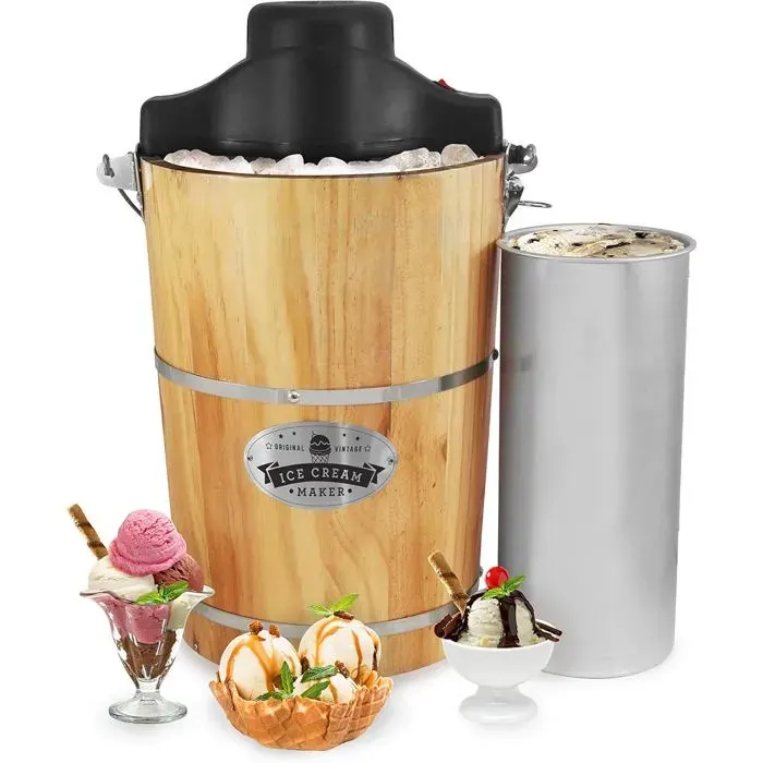 Sorbetière électrique vintage - Elite Gourmet - Capacité 56 L - Fonctionnement silencieux