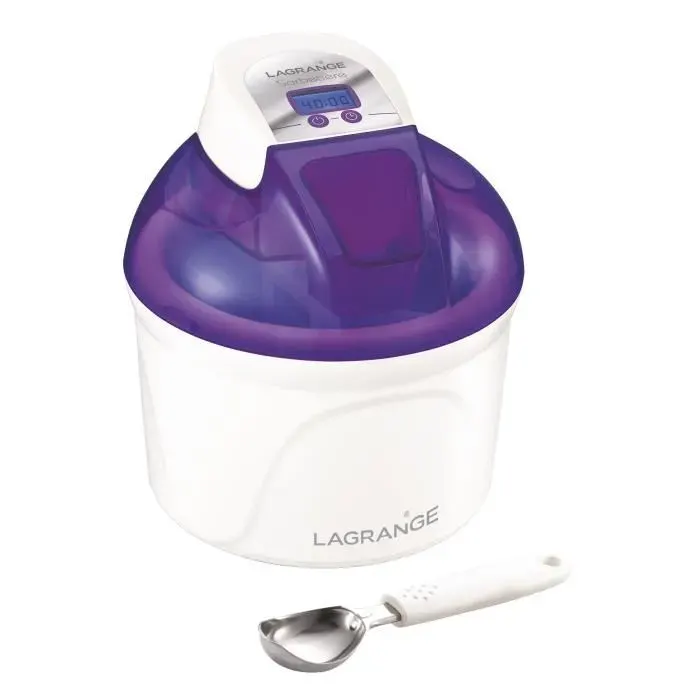 Sorbetière électronique LAGRANGE - 12 L - Myrtille - Arrêt automatique - Cuve réfrigérante 15 L