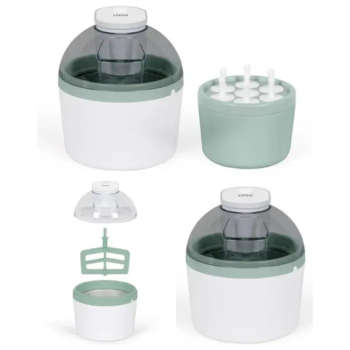 Sorbetière - LIVOO - 1 L - 12 W - Cuve accumulateur de froid - Blanc/Vert