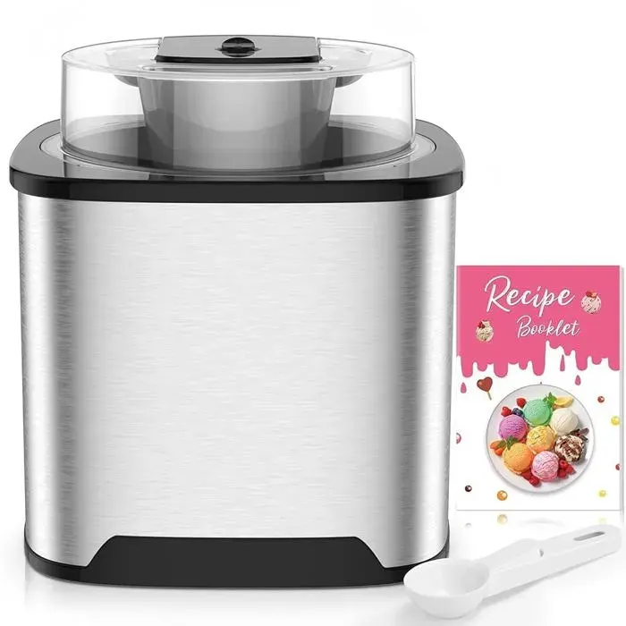 Sorbetière Turbine À Glace Sorbetière Électrique Machine À Glace En Acier Inoxydable 2L Machines À Glace Et Sorbetière Pour Sorb
