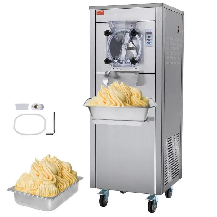 Sorbetière - VEVOR - Commerciale Turbine à Glace Sorbets Yaourts Crème Glacée 18 L-h avec RouesPré-refroidissement Automatique