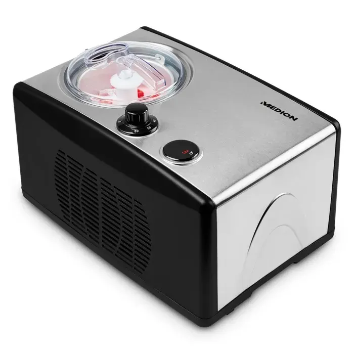 Sorbetière Yaourtière - MEDION MD18387 – 150W – de -18 à -35°C – 15L de glace – Écran LCD – Noir/Alu