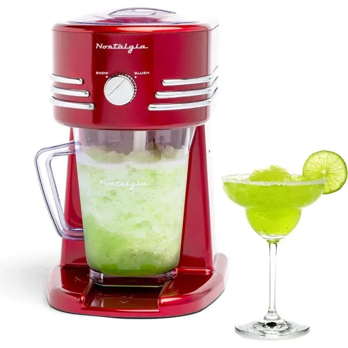 Station boissons glacées 11L rétro rouge slush margaritas daiquiris cônes de neige lames inox rangement câble
