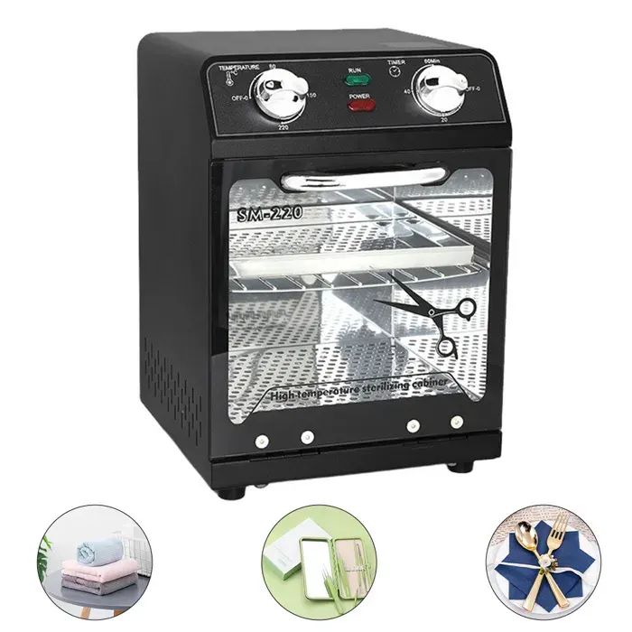 Stérilisateur Haute Température 600 W 8 L 220 °C Stérilisateur à Air Chaud avec Minuterie et Contrôle de Température pour Ongleries