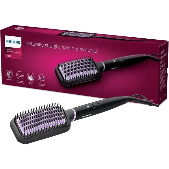 StyleCare Essential Heated Straightening BrushUltra Wide Brushing AreaThermoProtect TechnologyTourmaline Mass Beaut FER A FRISER