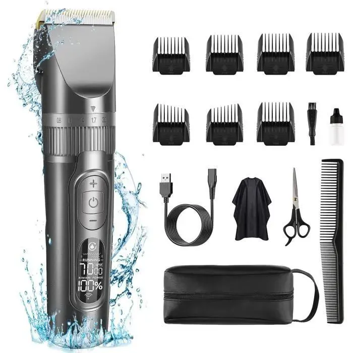SUPRENT Tondeuse à Cheveux Sans Fil Pour Hommes Tondeuse à Cheveux Professionnelle Kit De Coupe De Cheveux éTanc TONDEUSE CHEVEUX