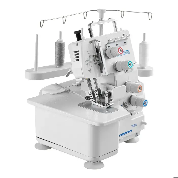 Surjeteuse 1250 Points/min-Duoku-Machine à Coudre 3 et 4 Fils-Adaptée à Divers Tissus avec Éclairage LED-Blanc