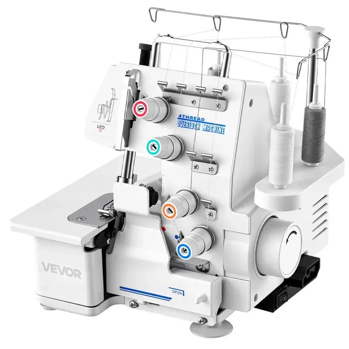 Surjeteuse 1250 Points par Minute-VEVOR-Machine à Surjeter Compatibilité 3 et 4 Fils-avec Éclairage LED-Blanche