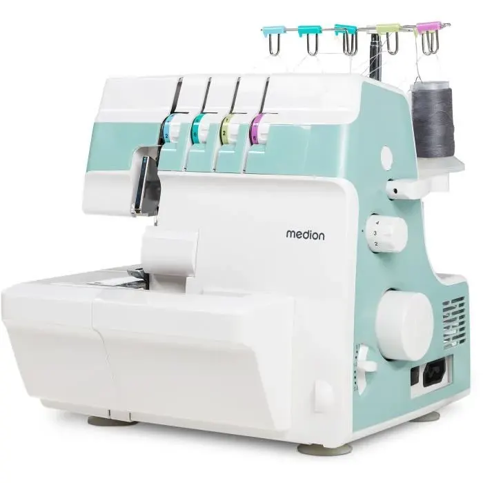 Surjeteuse - MEDION - SO 90 - 91W - Type daiguille 11 14 16 - 1200 tr/min - LED - Turquoise