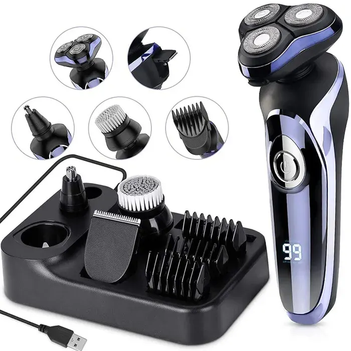 SURKER RASOIR ELECTRIQUE 4-en-1 Tondeuse Barbe Homme Étanche avec Écran Digital et Batterie USB Rechargeable