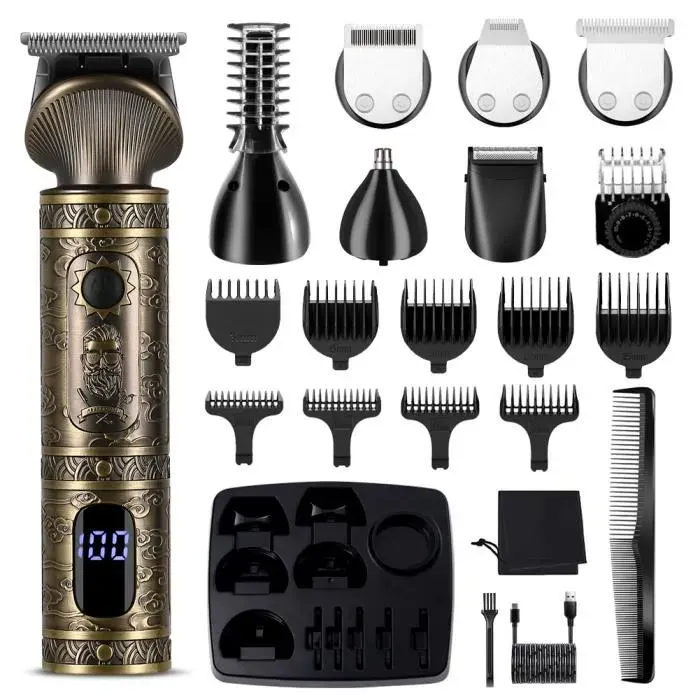 SURKER Tondeuse à Cheveux Hommes Tondeuse à Barbe Professionnelle Kit de Tondeuse 7 en 1
