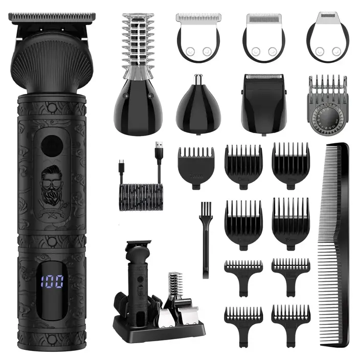 SURKER Tondeuse Cheveux Homme 7-en-1 – Tondeuse Barbe Rasoir Électrique Trimmer Précision Kit Multifonction – Noir