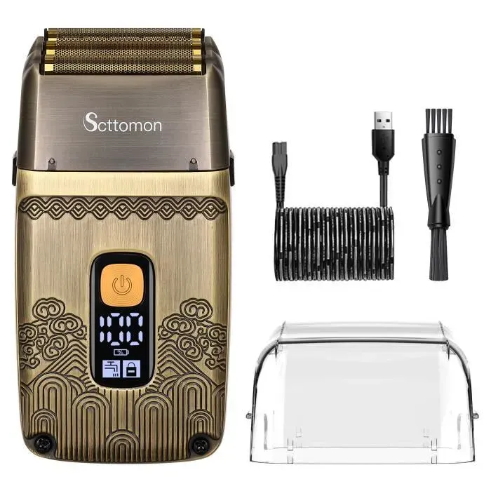 SURKER Triple Lames Foil Rasoir Électrique Rasoir pour Hommes Tondeuse à Barbe Rasoir Humide et Sec