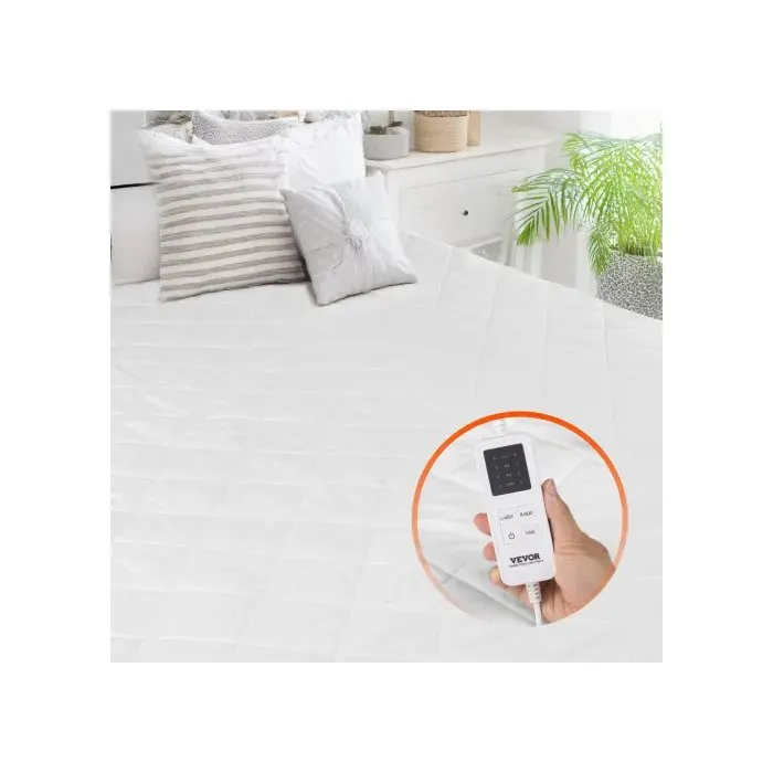 Surmatelas Chauffant 195x165 cm 4 niveaux chauffage minuterie 12h arrêt auto 8h