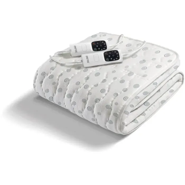Surmatelas Chauffant - Imetec - 2 Places Adapto 150x160 cm - 6 Températures Chauffage Rapide - 100% Coton - Température Constante