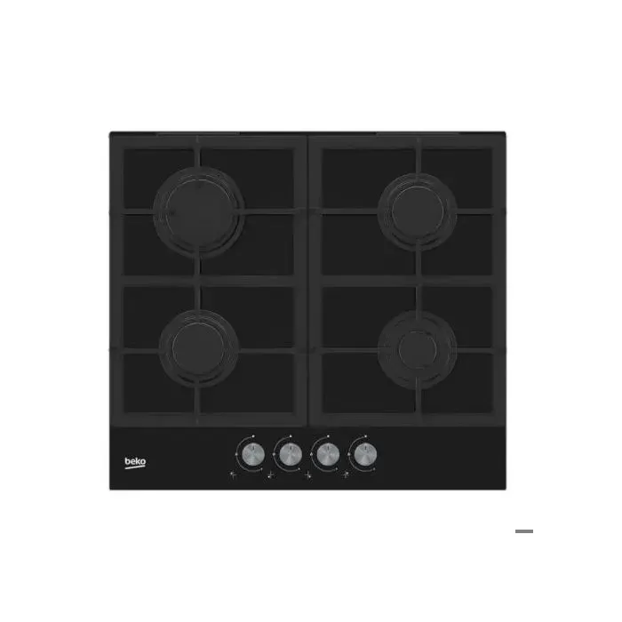 Table de cuisson à gaz - BEKO - HILG642C5SB - Noir - Acier inoxydable - Brûleurs à gaz — coloris Noire
