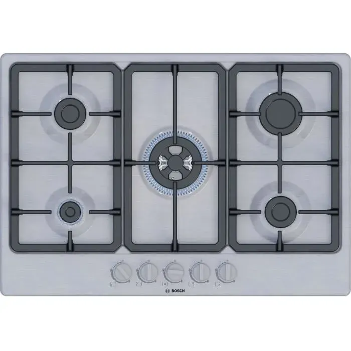 Table de cuisson à gaz - BOSCH Série 4 - 5 foyers - 52 x 75 x 45 cm - PGQ7B5K90 - Inox