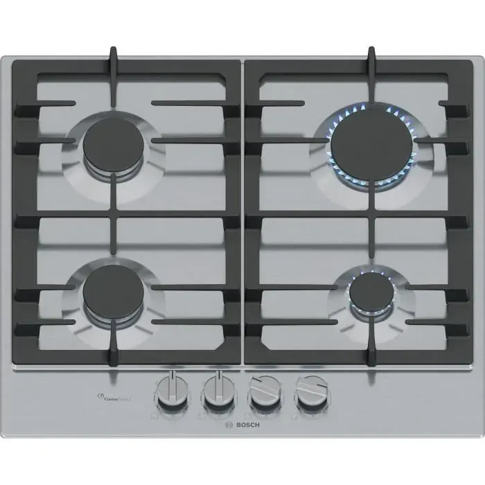 Table de cuisson à gaz - BOSCH Série 6 - 4 foyers - 52 x 582 x 45 cm - PCP6A5I90 - Inox