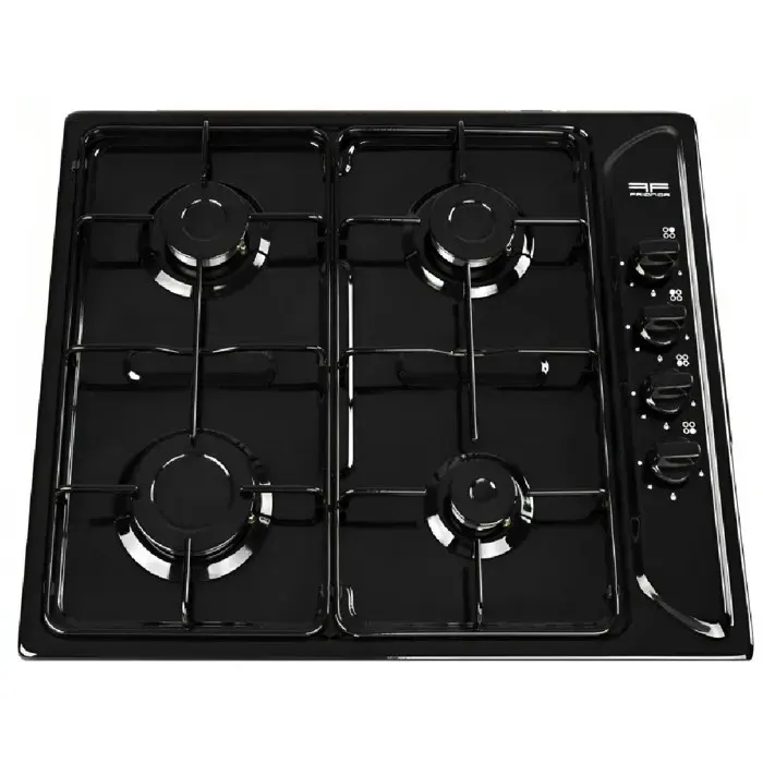 Table de cuisson à gaz encastrable 4 foyers émail noir 6950 W
