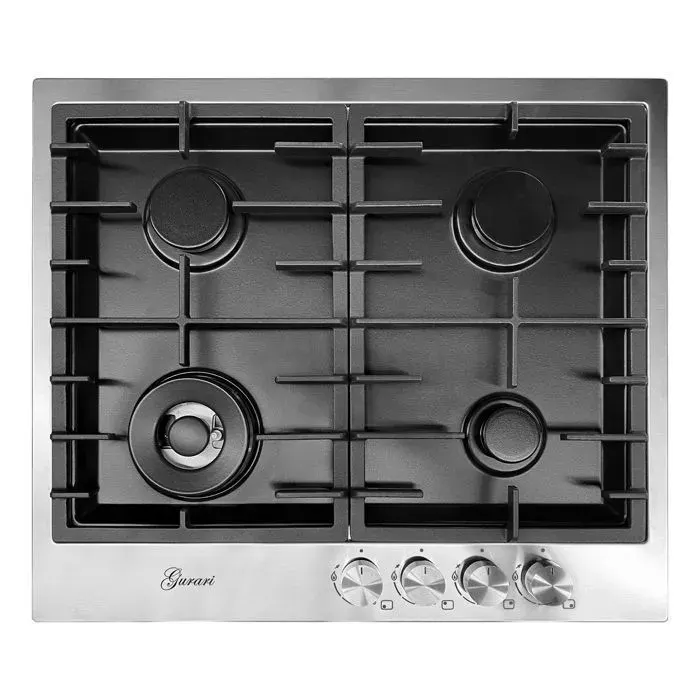 Table de cuisson à gaz - Gurari - TX 604 VTGL - 60 cm - 4 brûleurs - Inox/Noir