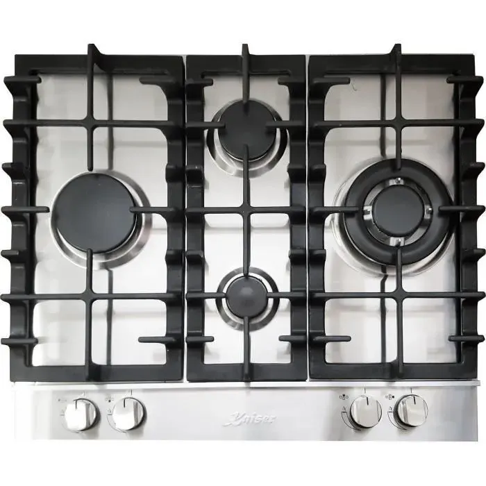 Table de cuisson à gaz - Inox - 60cm - 4 brûleurs - Brûleur turbo 38kW - Ergonomique