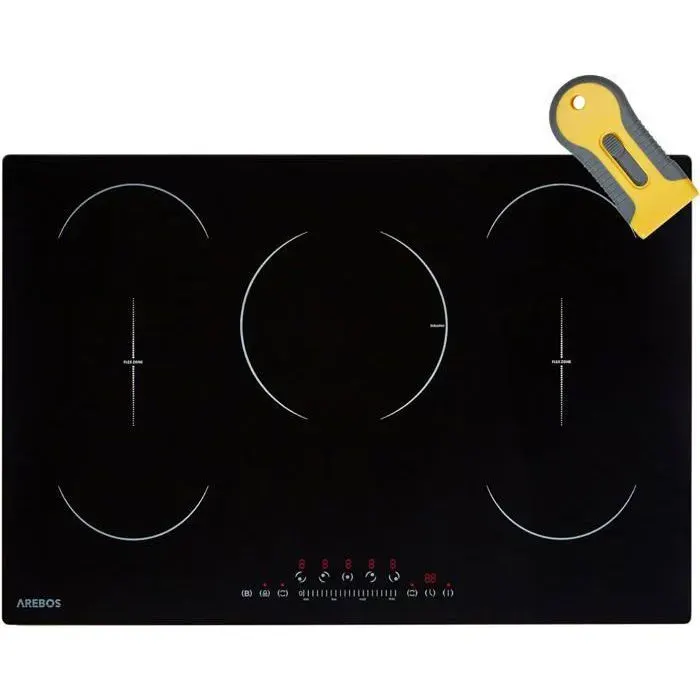 Table de cuisson à induction - AREBOS - AR-HE-IKF80 - 9800W - 5 zones de cuisson - Autonome