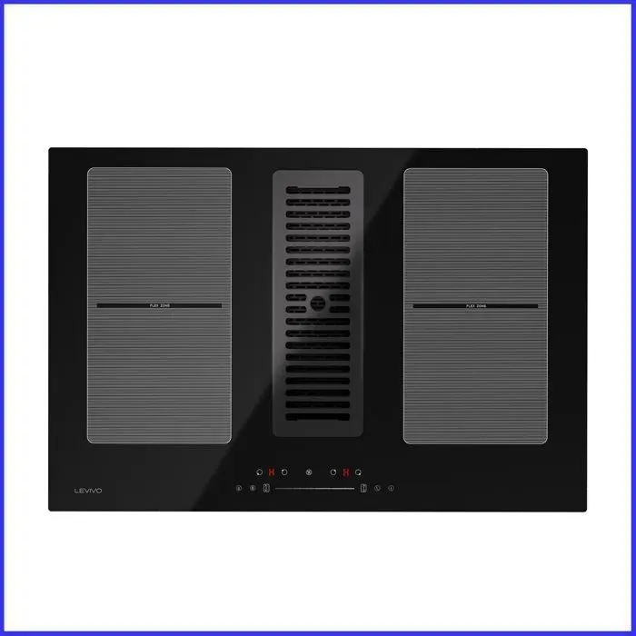 Table de cuisson à induction encastrable de 77cm avec hotte intégrée (482m³/h) 4 zones de cuisson 9 fonctions de puissance Booster
