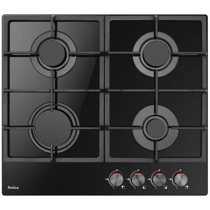 Table de cuisson - Amica - PGCA6100ApB - Noir - 59 cm - Commandes avant