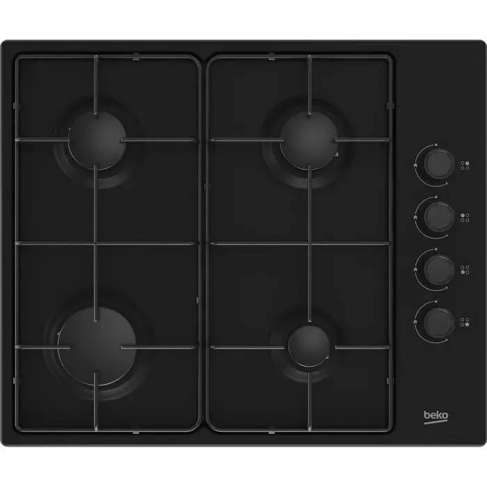 Table de cuisson au gaz - BEKO - HIBG64120SB - Noir - 4 zones - 60 cm