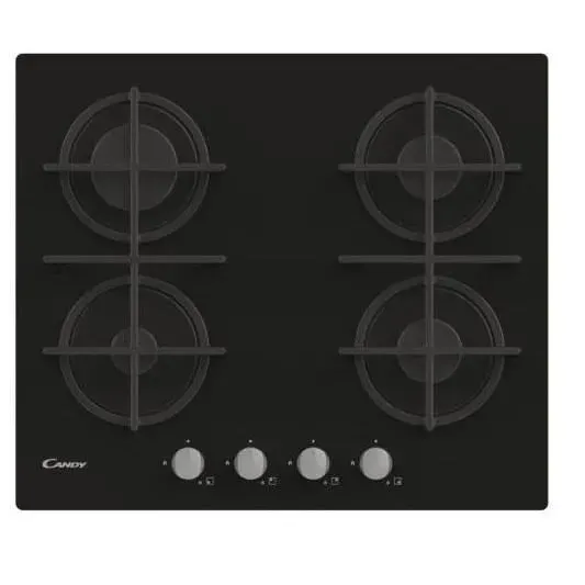 Table de cuisson au gaz - CANDY - CVG6B - Verre trempé - 4 feux - Noir