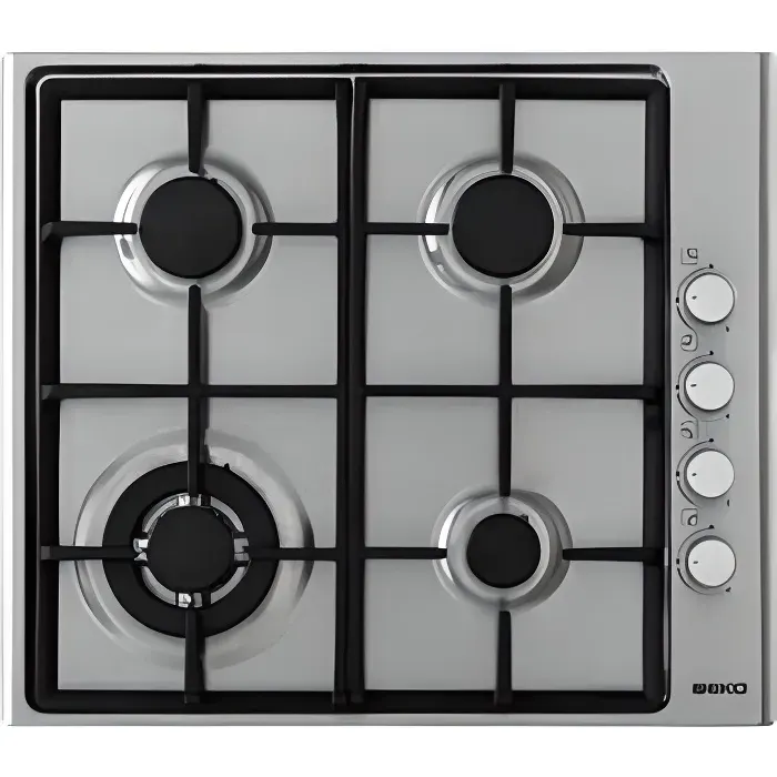 Table de cuisson gaz - BEKO - HIZG 64121 SX - Gris - Brûleurs à gaz - Gaz — coloris Grise