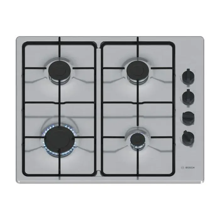 Table de cuisson gaz - BOSCH - PBP6B5K80 - 60 cm - Allumage électrique - Inox