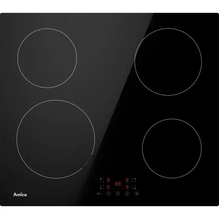Table de cuisson induction - AMICA - PI6501 - 4 zones - 6800 W - Noir