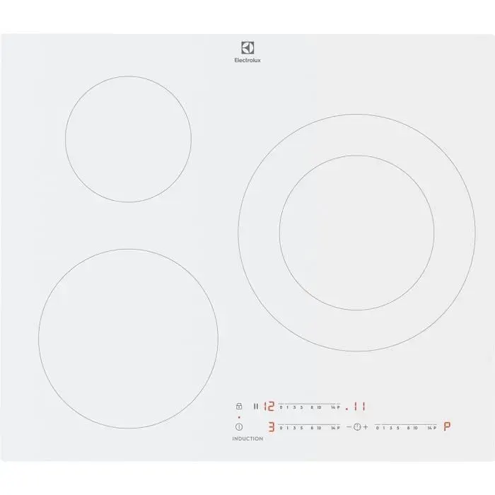 Table de cuisson induction ELECTROLUX - 3 foyers - L59xP52 cm - 7350 W - 3 boosters - Blanc - LIT60342CW