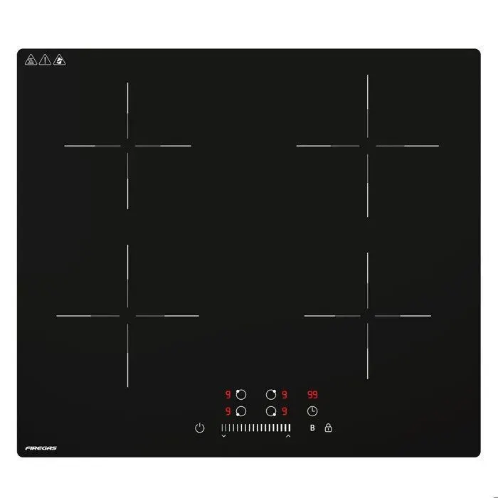 Table de cuisson induction - FIREGAS 4 foyers 7400 W cuisson rapide et précise 59 cm