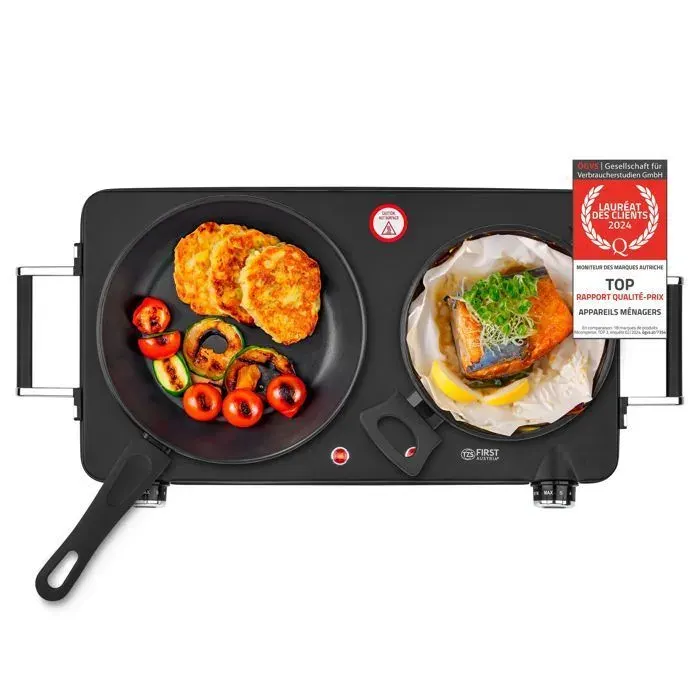 Table de cuisson posable 2 foyers - Double - 2500 W - 400°C - Plaque de cuisson