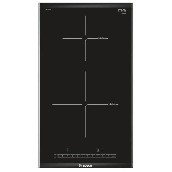 Table de cuisson vitrocéramique BOSCH PIB375FB1E - 2 foyers induction - QuickStart - Sécurité enfants