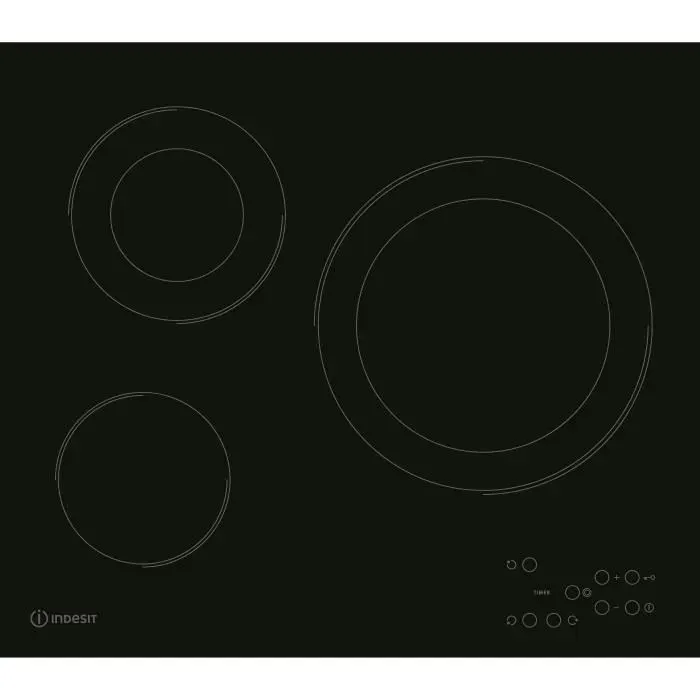 Table de cuisson vitrocéramique INDESIT RI360C - 3 zones - 5700 W - Revêtement verre - Noir — coloris Noire
