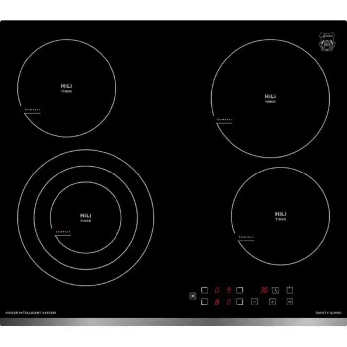 Table de cuisson vitrocéramique - Kaiser - KCT 6703 F - 60 cm - Commande par capteur - 4 zones QuickHeat