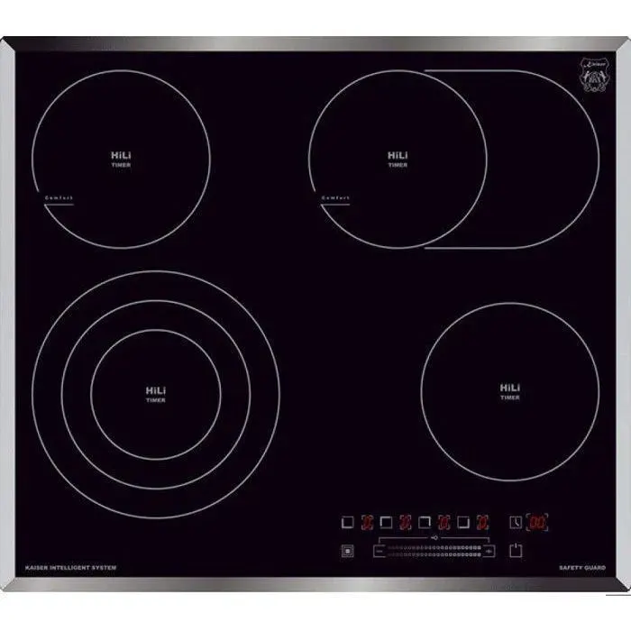 Table de cuisson vitrocéramique - Kaiser - KCT 6715 F - 60cm - 4 zones High-Light - Noir verre