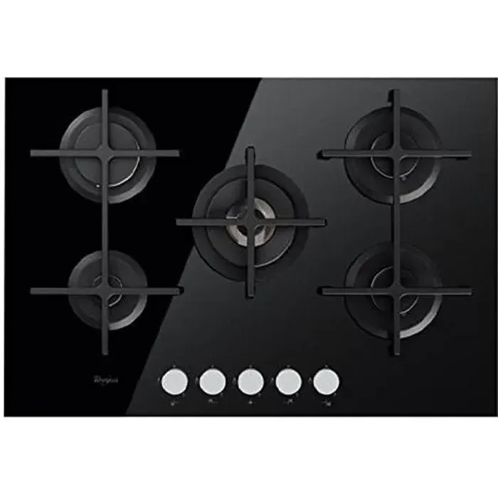 Table de cuisson Whirlpool GOA7523/NB verre noir 5 foyers 75 cm