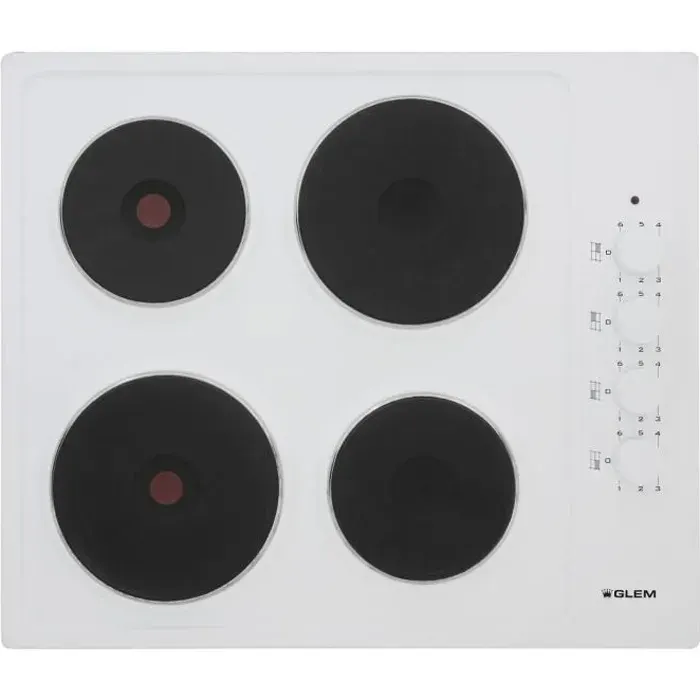 Table électrique - GLEM - GTL640WH - 4 foyers - 7000 W - Blanc