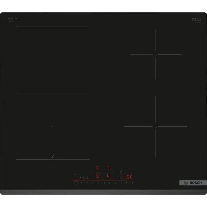 Table induction 60cm - BOSCH SER6 - PVS63KHC1E Noir - 4-foyers - Home Connect - L592xP522 mm