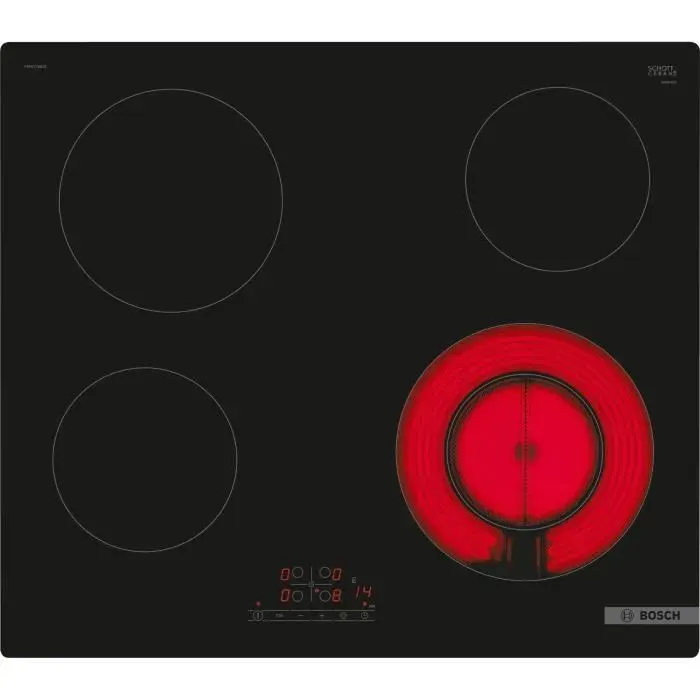 Table vitro 60cm BOSCH - PKF611BB8E - Commande à lavant - Sans cadre - Zone double - Noir