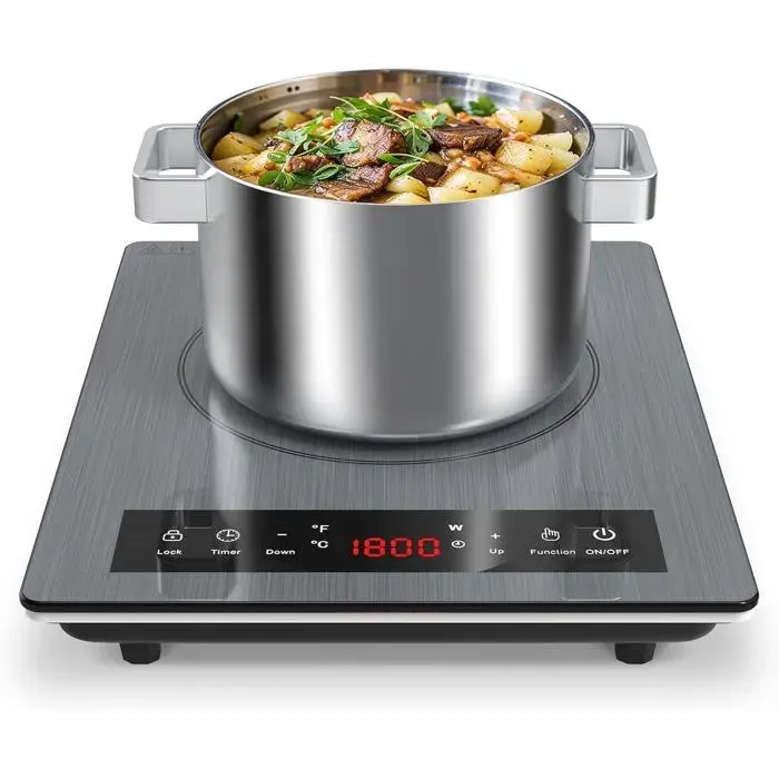 Tables De Cuisson1800W Plaque De Cuisson ElectriquePlaque Induction Portable Avec Contrôle Tactile10 Niveaux De TempératureVer