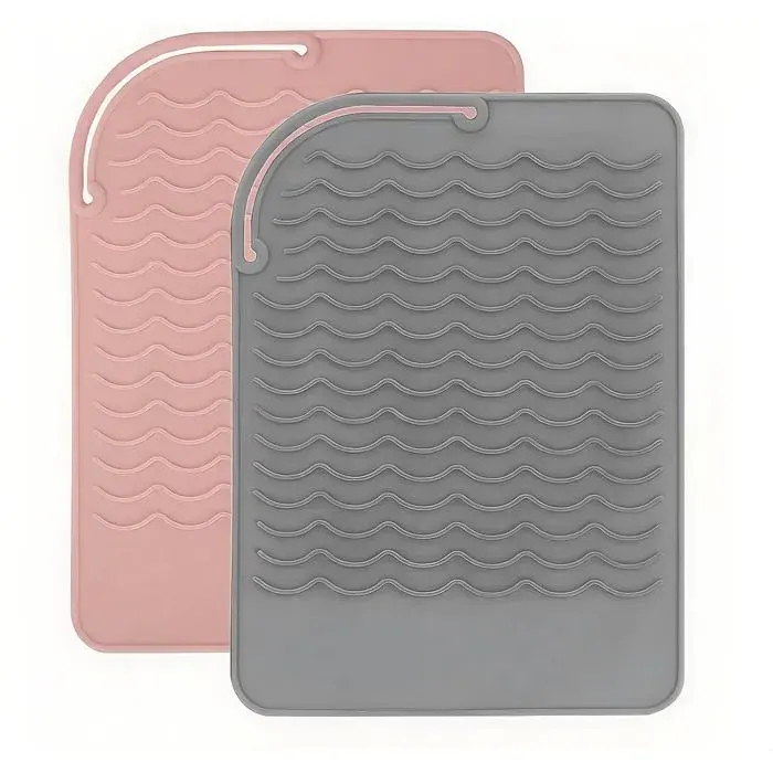 Tapis de protection thermique - VETOBIOL - Résistant à la chaleur - Antidérapant - 215x158 cm - TPR - Rose Gris