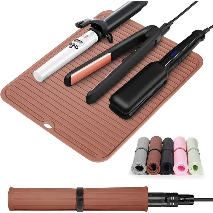 Tapis En Silicone Résistant À La ChaleurGrande TaillePour Fers À BouclerLisseurs Et Outils De Coiffure Chauds. Protège Les Surfa